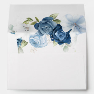 Enveloppe Mariage floral bleu foncé moderne