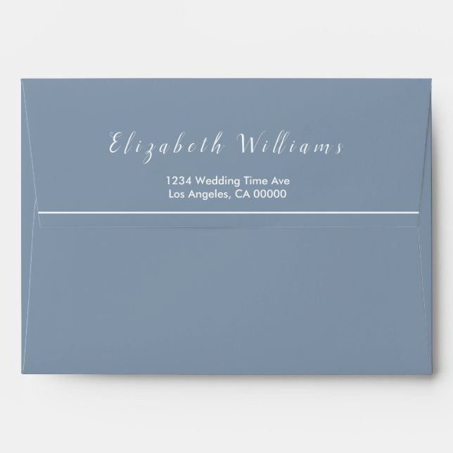 Enveloppe Mariage floral bleu poussiéreux de manuscrit (Dos (Haut rabat))