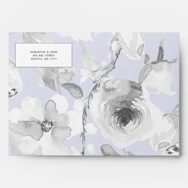 Enveloppe Mariage Floral Bleu Poussiéreux Rustique  (Devant)