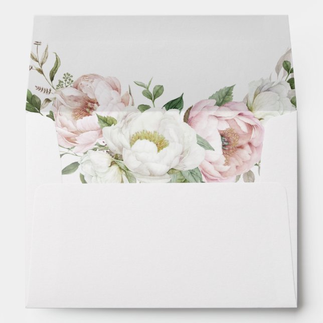 Enveloppe Mariage Floral Blush Pink White Peony (Dos (Bas))