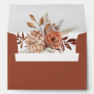 Enveloppe Mariage Floral Bohème en Terracotta 