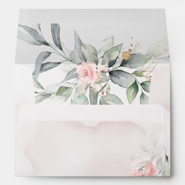 Enveloppe Mariage | Floral Bohème Rustique Rose Aquarelle (Dos (Bas))