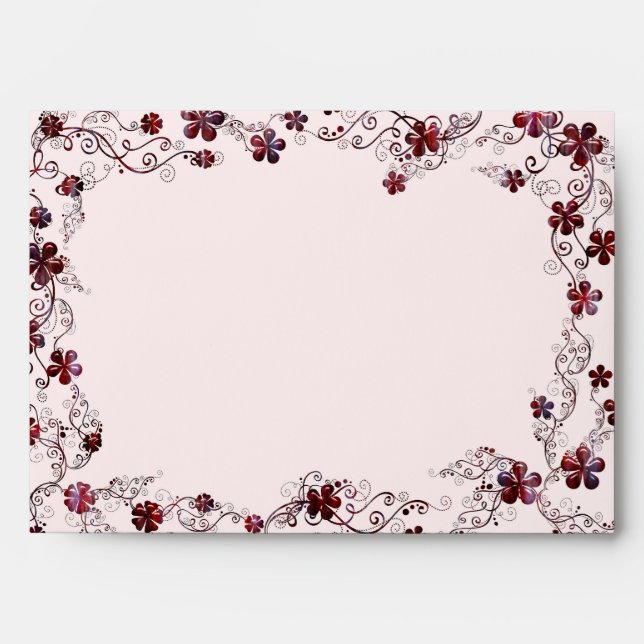 Enveloppe Mariage floral de Bourgogne et rose (Devant)