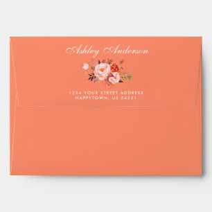 Enveloppe Mariage floral de corail d'aquarelle élégante