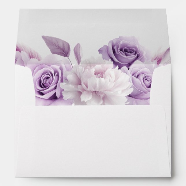 Enveloppe Mariage floral de lavande violette (Dos (Bas))