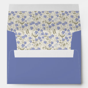 Enveloppe Mariage Floral de pois doux bleu