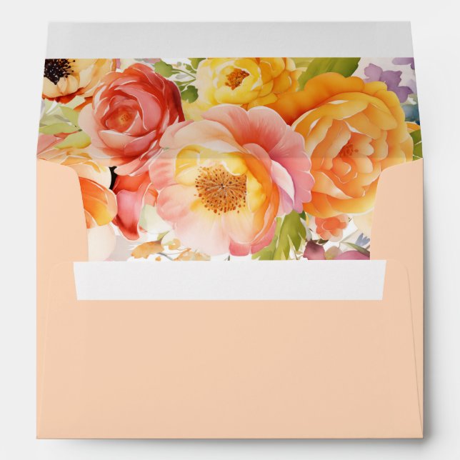 Enveloppe Mariage floral de printemps dynamique (Dos (Bas))