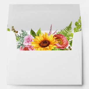 Enveloppe Mariage floral de tournesol d'aquarelle