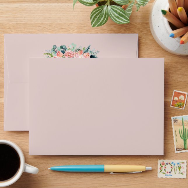 Enveloppe Mariage floral d'été rougissant pré-traité (Desk)