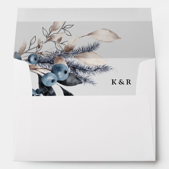 Enveloppe Mariage floral d'hiver gelé pré-traité (Dos (Bas))