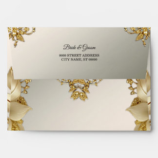 Enveloppe Mariage Floral Doré