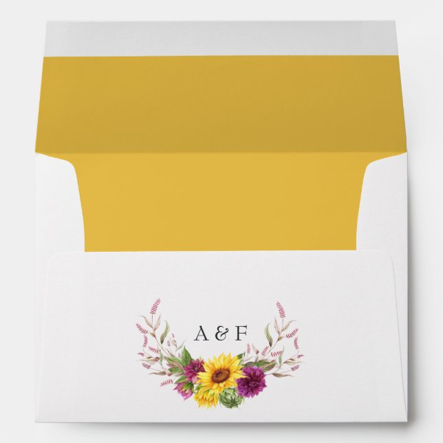 Enveloppe Mariage floral du Soleil de Bohême et de la Plum B (Dos (Bas))