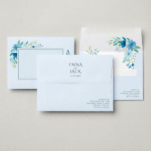 Enveloppe Mariage floral élégant bleu doux