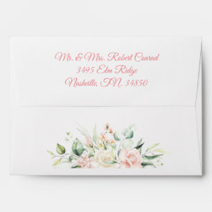 Enveloppe Mariage Floral Élégant rose Chic Personnalisé
