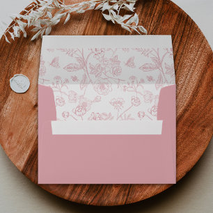 Enveloppe Mariage Floral Élégant Rose Chinoiserie Victorien
