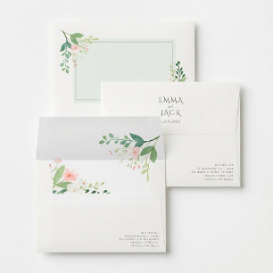 Enveloppe Mariage floral élégant rose doux