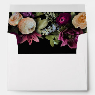 Enveloppe Mariage Floral Élégant Sombre et Mystérieux