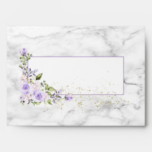 Enveloppe Mariage floral en marbre doré Lilac Rustique