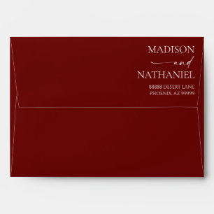 Enveloppe Mariage Floral Fleur Brun Bordeaux Rouillé