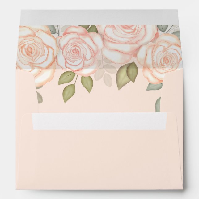 Enveloppe Mariage floral flou à l'aquarelle de la Pêche de c (Dos (Bas))