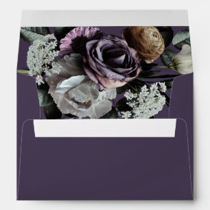 Enveloppe Mariage floral foncé violet élégant
