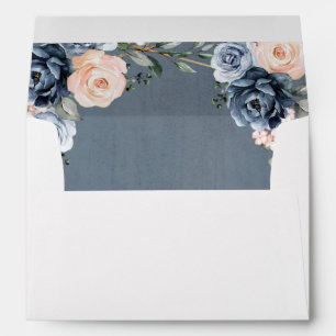 Enveloppe Mariage floral géométrique bleu foncé