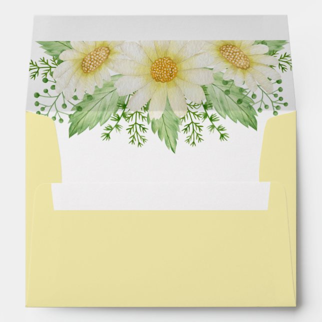 Enveloppe Mariage floral jaune blanc (Dos (Bas))