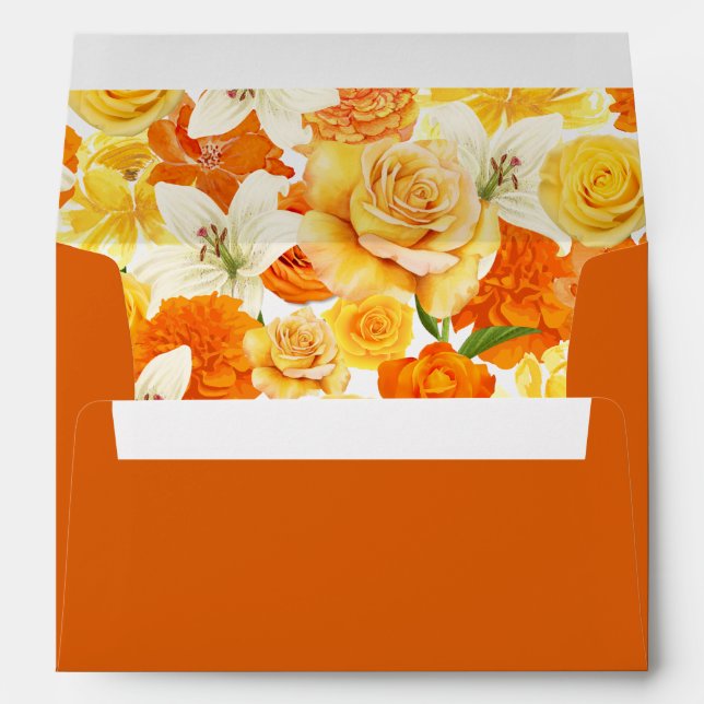 Enveloppe Mariage floral jaune et orange (Dos (Bas))