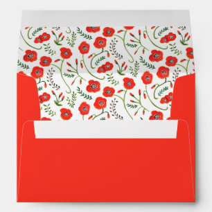 Enveloppe Mariage floral moderne des pavots rouges