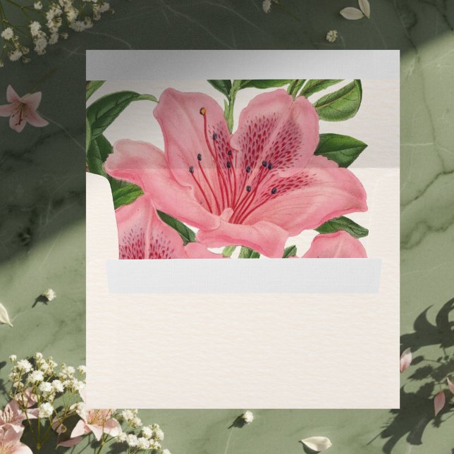 Enveloppe Mariage Floral Moderne Lys Rose (Invite guests to your big day with this Pink Lily Floral Modern Wedding Envelope!)