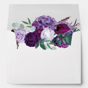 Enveloppe Mariage floral moderne pourpre