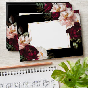Enveloppe Mariage floral noir noir foncé Moody Bourgogne