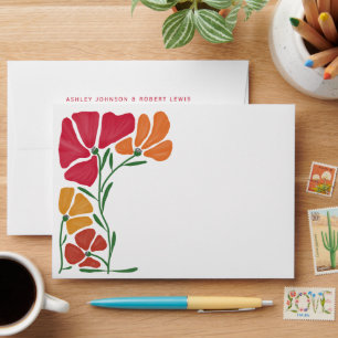 Enveloppe Mariage floral nouveau lumineux et coloré Inviter