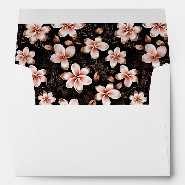 Enveloppe Mariage floral or rose blush noir blanc (Dos (Bas))