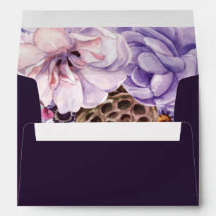 Enveloppe Mariage floral pourpre