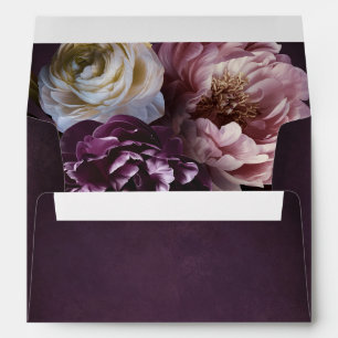 Enveloppe Mariage Floral Pourpre Maximaliste Élégant
