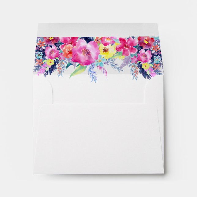 Enveloppe Mariage floral rose et jaune chaud (Dos (Bas))