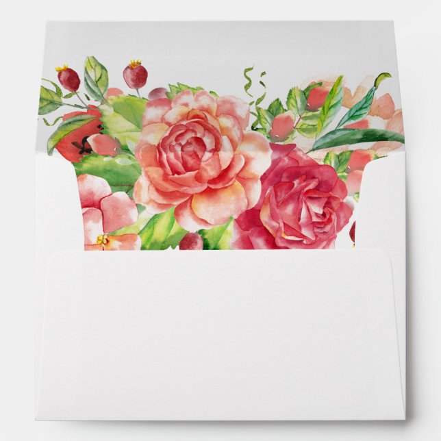 Enveloppe Mariage floral rose et pêche (Dos (Bas))