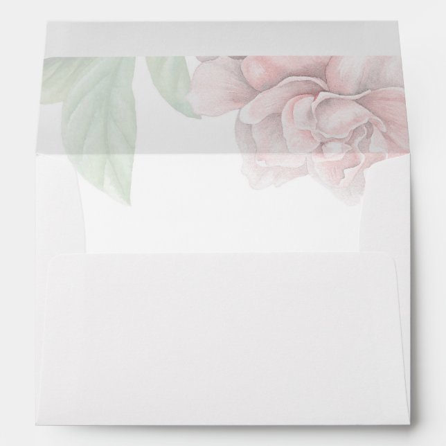 Enveloppe Mariage floral rose pastel (Dos (Bas))