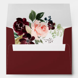 Enveloppe mariage floral rouge et roux
