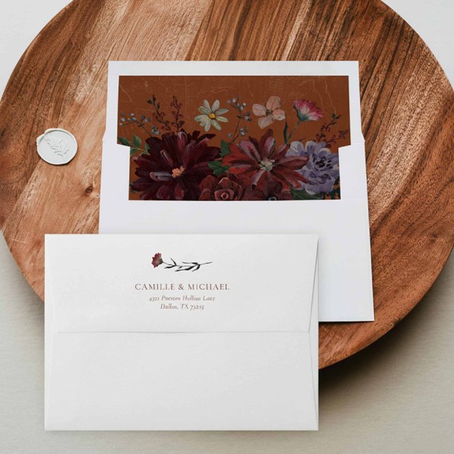 Enveloppe Mariage floral rustique en terre cuite (Moody Terracotta Floral Envelopes)