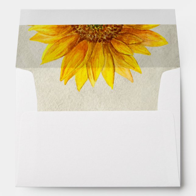 Enveloppe Mariage floral rustique. Tournesol. Fleurs de camp (Dos (Bas))