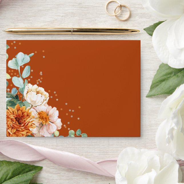 Enveloppe Mariage Floral Terracotta (Wedding)