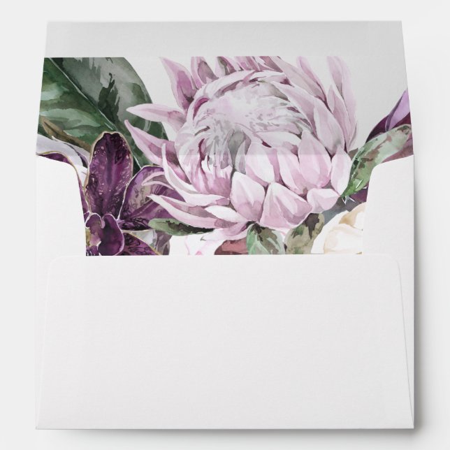 Enveloppe Mariage floral tropical de pourpre et de prune Boh (Dos (Bas))