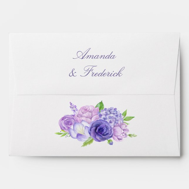 Enveloppe Mariage floral ultra violet (Dos (Haut rabat))