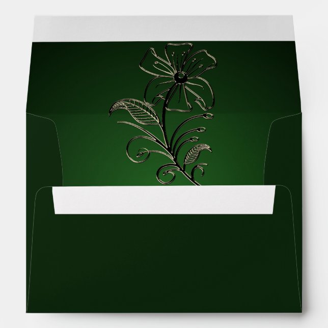 Enveloppe Mariage floral vert (Dos (Bas))