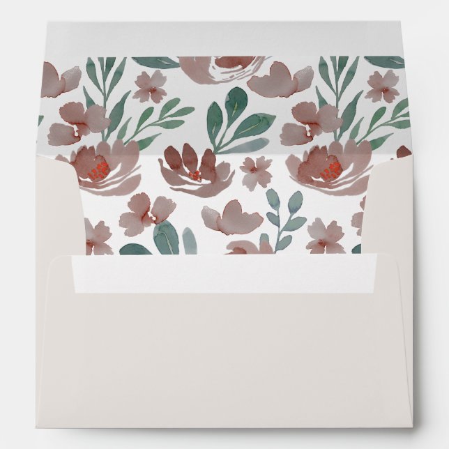 Enveloppe Mariage Florale Eucalyptus Terracotta (Dos (Bas))