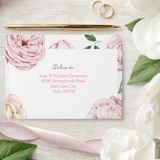 Enveloppe Mariage florale moderne Pré-adressée (Wedding)