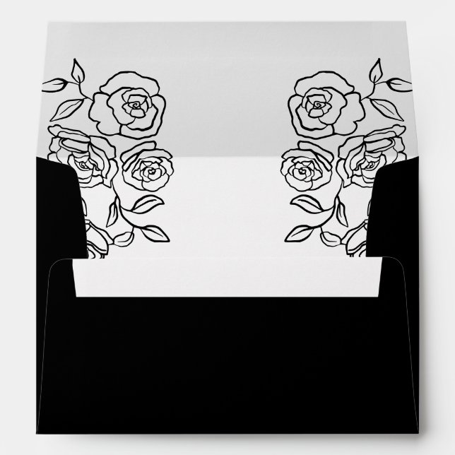 Enveloppe Mariage français Rose noir et blanc haut de gamme (Dos (Bas))