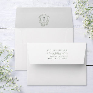 Enveloppe Mariage français Sage Green Adresse pré-imprimée 5